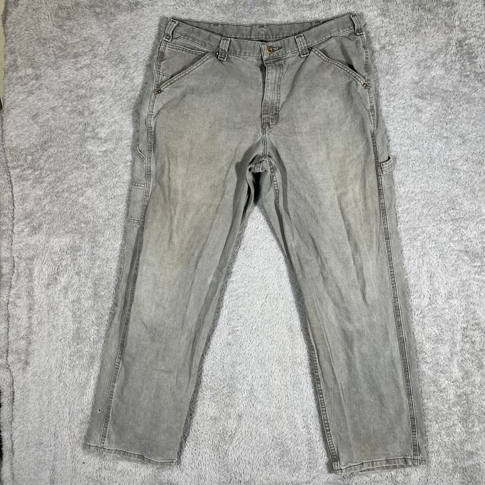 Lee Dungarees Mens Gray Carpenter Pants Can't Bust Em Workwear Size 36x30